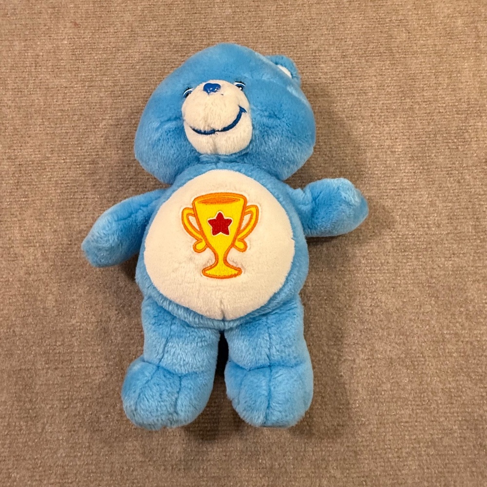 Vintage 2004 Care Bears 13"‎ Plush Champ Bear Trophy Tummy Plush Stuffed Bear